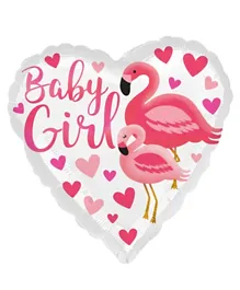 Party Centre Flamingo Baby Girl Foil Balloon , Pink Heart-Shaped for Baby Shower Decor