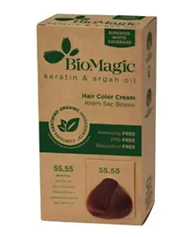BIOMAGIC Hair Color Cream With Keratin & Argan Oil 55/55 Deep Dark Red - 60mL