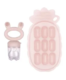 Haakaa Silicone Nibble Tray with Food Feeder and Cover Set - Blush