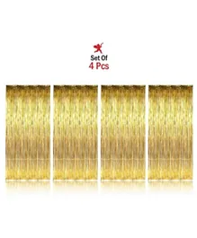 Party Propz Foil Curtain Decoration Metallic Golden  - Pack of 4