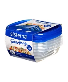 عبوة تخزين الطعام، مجموعة من 4 أوعية متوسطة، عبوات لأخذ الأكل للخارج من سيستيما - 2.67 لتر