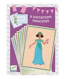 Djeco Princess Invitation Cards Pack of 8 - Multicolour