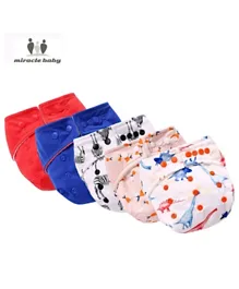 Little Angel Miracle Baby Reusable Pocket Diaper Assorted Design with 2 Insert Pads MB 1 - Pack of 5