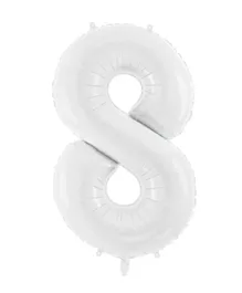 PartyDeco Number 8 Foil Balloon - White