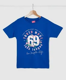 Neon Youth Mode Graphic Casual T-Shirt - Blue
