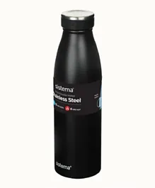 Sistema Hydrate Double Wall Vacuum Insulated Leakproof Stainless Steel Water Bottle Black - 500mL