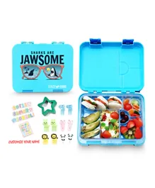 Eazy Kids 6 & 4 Convertible Bento Lunch Box with Accessories - Jawsome Blue