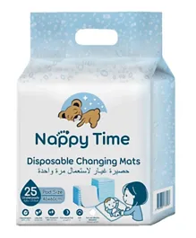 Nappy Time Disposable Changing Mats, High Absorbency, Leak-proof, Easy to Use, 0 Months+ - Pack of 25