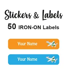 Ladybug Labels Personalised Name Iron-On Labels Plane - Pack of 50