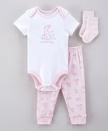 Rock a Bye Baby Bunny Bodysuit with Trousers And Socks Set - White