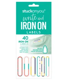 Stuck On You Write On Labels Iron On Green Neutral - 40 Labels