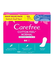 Carefree Cotton Feel Fresh Scent Panty Liners Maxi Value Pack - 100 Pieces