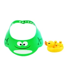 Star Babies Shower Cap With Rubber Ducky Toy Set Green & Yellow - 5 Pieces
