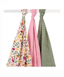 Hudson Childrenswear  Luxe Muslin Swaddles Pink Botanical - 3 Pieces