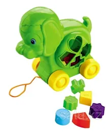 Green Elephant Shape Sorter Toy - 9 Pieces