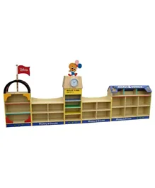 Megastar Flag & Clock Multipurpose Book Shelf & Organiser For Kids - Multicolour