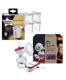 Tommee Tippee Electric Breast Pump with Massage & express modes + 4 Milk Storage Pots