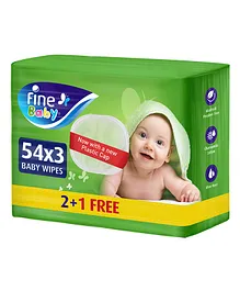 Fine Baby Wet Wipes With Aloe Vera & Chamomile Lotion Pack of 3 - 54 Each