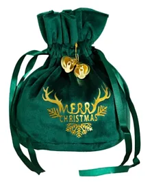 Highland Merry Christmas Fabric Gift Bag - Green