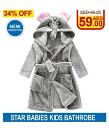 Star Babies Coral Fleece High Absorption Kids Bathrobe - Grey