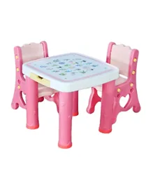 Little Angel Kids Educational Study Table and Chair Set - Pink