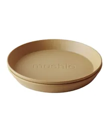 Mushie Dinner Plate Round Mustard - 2 pieces