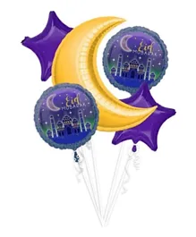 Highlands Moon Star Eid Mubarak Balloons for Ramadan Decorations - 5 Pieces
