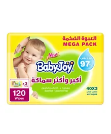 BabyJoy Thick and Large Wet Wipes, Unscented, Mega Pack, 120 Wipes