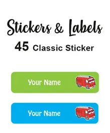 Ladybug Labels Personalised Name Labels Fire Engine - Pack of 45