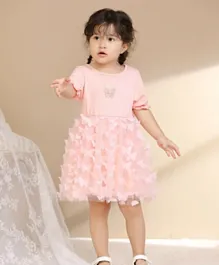 Smart Baby Butterfly Embellished Party Dress - Pink