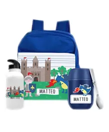 Essmak Dragon  Personalized Thermos and Backpack Set  Blue  - 11 Inches