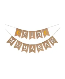 Party Propz  Jute Burlap Eid Mubarak Banner with Moon & Star