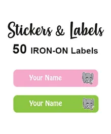 Ladybug Labels Personalised Name Iron-On Labels Elephant Girl - Pack of 50