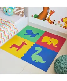 HomeBox Joy 4 Pieces Animal Puzzle Floor Mat Set