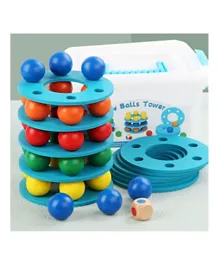 Factory Price Wooden Rainbow Balls Tower Stacking Toy With Rings