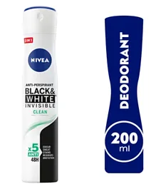 Nivea Black & White Invisible Clean Antiperspirant for Women Spray - 200ml