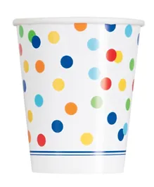 Unique Rainbow Polka Dot Cups Pack of 8 - 266 ml