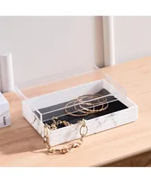 هوم بوكس - حامل المجوهرات الصغير القابل للتكديس بتصميم رخامي