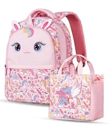 Nohoo Kids School Bag with Handbag Combo Unicorn Pink - 16 Inches