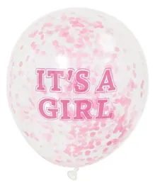 Unique It's A Girl Pink Confetti Balloons Pack of 6 - 12 Inches