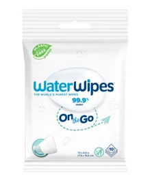 WaterWipes Plastic Free On the Go 99.9% Water Based Wet Wipes - 10 Pieces