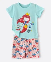 Babyqlo Little Mermaid Tee with Shorts Set - Blue