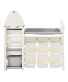 Little Angel Kid Toys Organizer Cabinet With Bins & Hook - White