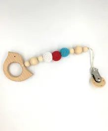 Factory Price Wooden Eco-Friendly Teether with Pacifier Clip Bird - Multicolor
