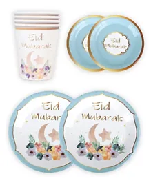 Highland Eid Mubarak Plates and Cups Tableware Set - 64 Pieces