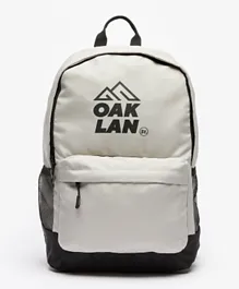 Oaklan by ShoeExpress Logo Print Backpack with Zip Closure Grey -