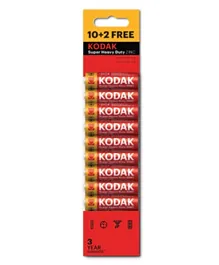 Kodak Super Heavy Duty Zinc AA Batteries - 12 Pieces