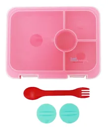 Little Angel Kid's Bento Lunch Box 4 Compartment With Spork -Pink