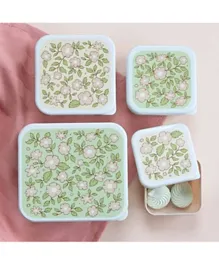 مجموعة صندوق الغداء والوجبات الخفيفة من أ ليتل لوفلي كومباني بتصميم الأزهار - 4 قطع