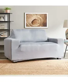 HomeBox Squab Solid 2 Seater Sofa Cover - Grey
